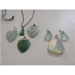 Jade and Acrylic Pendants and Earrings