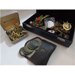 Lot of Cufflinks, Coins, and other Collectibles