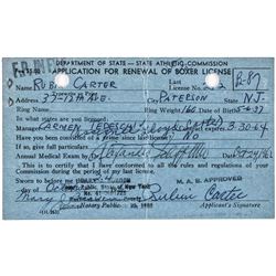 Rubin “Hurricane” Carter’s 1962 Boxing License Application