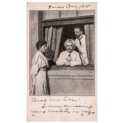 SAMUEL LANGHORNE CLEMENS, MARK TWAIN Autograph Letter Signed on Photo Postcard