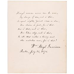 Autograph Quotation Signed WILLIAM LLOYD GARRISON, US Journalist & Abolitionist