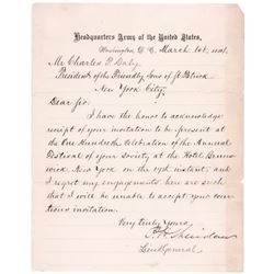 ULYSSES S GRANT, GROVER CLEVELAND + PHILIP H SHERIDAN Autographed Letters Signed