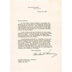 1930 President HERBERT HOOVER Typed Letter Signed to Gov. FRANKLIN D. ROOSEVELT