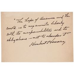 Autograph Quotation Signed by HERBERT HOOVER 31st President of the United States
