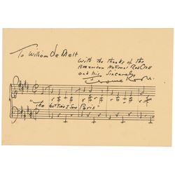 Autograph Musical Quotation Signed JEROME KERN of: The Last Time I Saw Paris