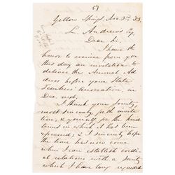 Rare 1853 HORACE MANN, The Father of American Education, Autograph Letter Signed