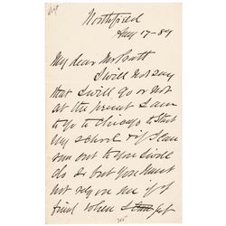 1889 American Evangelist DWIGHT LYMAN D. L. MOODY Autographed Letter Signed