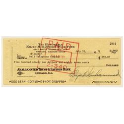 American Black Religious Leader ELIJAH MUHAMMAD Autograph Signed Check