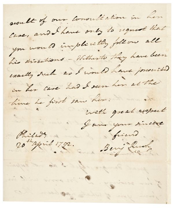 1792 Rare DOCTOR BENJAMIN RUSH Autograph Letter Signed Founding Father + Signer!