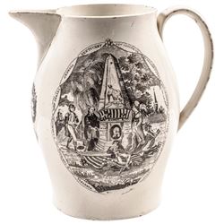 c. 1800 George Washington Memorial Theme Historical Liverpool Creamware Pitcher