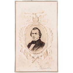Patriotic Advertising Carte de Visite Photograph of President Andrew Johnson
