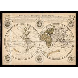 1750s World Globe Design Map with Explorers’ Routes + Dates Henrik de Leth
