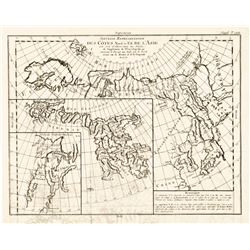 1772, Copper-engraved Map of Kamchatka by Robert De Vaugondy, Paris