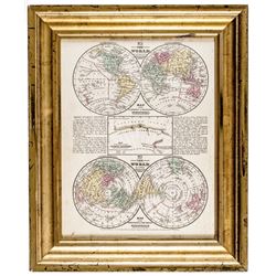 1842, Map of the Most Recent Antarctic Discoveries / World on a Polar Projection