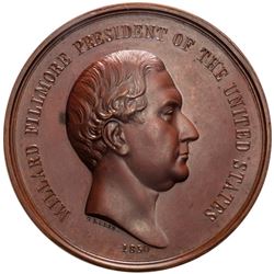 1850 MILLARD FILMORE INDIAN PEACE MEDAL, STRUCK IN BRONZE, AT THE U.S. MINT