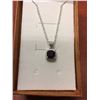 Image 2 : RICH BLUE SAPPHIRE & DIAMOND NECKLACE, 1.25CT SQUARE CUT INCLUDES $300 CERTIFICATE