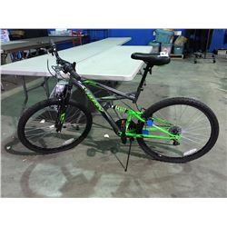 HUFFY ROCK CREEK  FULL SUSPENSION 18 SPEED  MOUNTAIN BIKE -  GREY & GREEN