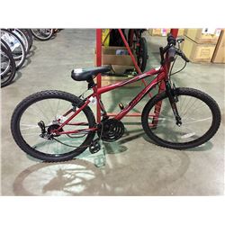 HUFFY GRANITE 18 SPEED YOUTH SIZE MOUNTAIN  BIKE - RED & BLACK ( GEAR CHANGER DAMAGE NEEDS REPAIR)