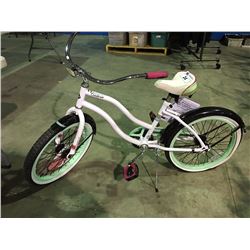 HUFFY CRANBROOKE SINGLE SPEED GIRLS CRUISER BIKE - WHITE & PURPLE