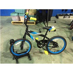 HUFFY ROCKIT CHILDS SINGLE SPEED BIKE - BLACK & BLUE