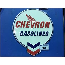 CHEVRON GASOLINES' 17.5  X 20.5  NOSTALGIC TIN SIGN