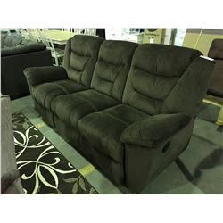 BROWN MICROFIBRE SUEDE UPHOLSTERED 3 SEATER RECLINING SOFA