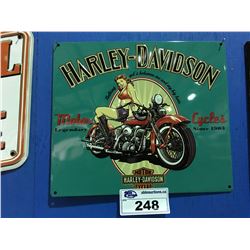 HARLEY DAVIDSON MOTORCYCLES  LEGENDARY BABE  13 X15  TIN SIGN