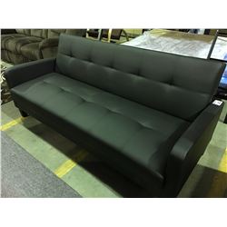 BLACK UPHOLSTERED KLICK-KLACK CONVERTIBLE SOFA SLEEPER