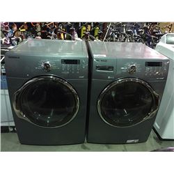 SAMSUNG CHARCOAL GREY WASHER AND DRYER SET (MINOR SCRATCHES AND DENTS MAY BE PRESENT)