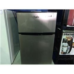 WHIRLPOOL GREY AND BLACK BAR FRIDGE WITH UPPER FREEZER