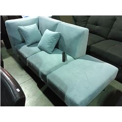 LIGHT BLUE UPHOLSTERED SECTIONAL SOFA SECTION (1 SECTION ONLY)