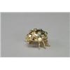 Image 1 : 14K YELLOW GOLD BROOCH, formed as a, whimsical ladybug and set with, 9 small full cut emerald...