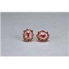 Image 1 : PAIR OF 18K YELLOW GOLD STUD EARRINGS, each set with an oval cut ruby within a, scallop-edged b...