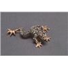 Image 1 : 14K PINK GOLD AND SILVER FILIGREE BROOCH,, realistically formed as a frog and set with 77 brill...