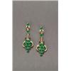 Image 1 : PAIR OF 18K YELLOW GOLD STUD BACK DROP EARRINGS, each set with 10 oval cut emeralds (approx. 3.22...