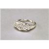 Image 1 : PLATINUM FILIGREE RING, set with 3 brilliant cut diamonds (approx. 1.08ct. total weight) in an or...