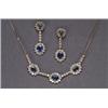 Image 1 : 14K WHITE GOLD, NECKLACE, set with 3 oval cut sapphires (approx. 2.55ct. total weight) encircle...