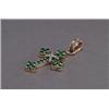Image 1 : 14K PINK GOLD AND SILVER CROSS PENDANT, set with, 27 full cut tsavorite garnets (approx. 3.15ct...