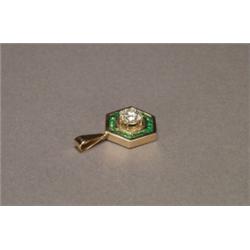14K YELLOW GOLD, PENDANT, set with a brilliant cut diamond (approx. 1.50ct.) encircled by 18 fu...