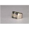 Image 1 : 14K WHITE GOLD WIDE BAND, set with 12 brilliant cut diamonds (approx. 0.75ct. total weight) borde...