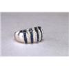 Image 1 : 18K WHITE GOLD WIDE BAND, channel set with 28 square cut sapphires (approx. 2.25ct. total weight)...