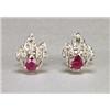 Image 1 : PAIR OF 18K WHITE GOLD STUD EARRINGS, each set with a pear cut ruby (approx. 0.74ct. each) in a m...
