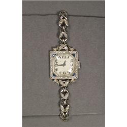 LADY'S ETERNA, WRISTWATCH, circa 1925; 15 jewel movement; blue steel hands and black Arabic num...