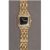 Image 1 : MEN'S CARTIER, "PANTHERE" WRISTWATCH, recent; quartz movement; gold hands on a black dial; in a...