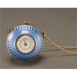 SWISS STEM WIND, PIN SET PENDANT WATCH, cylinder escapement movement; gold hands and black Arabic...