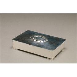 DANISH SILVER CIGARETTE BOX, designed by Gundorph Albertus, of rectangular shape, the shallow dom...