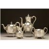 Image 1 : EARLY VICTORIAN SILVER TEA AND COFFEE SERVICE, each fluted melon body engraved with scrolling fol...