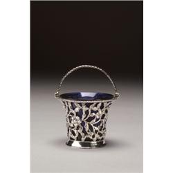 GEORGE III SILVER CREAM PAIL, of flaring form with volute handle, the sides pierced and chased wi...