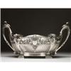 Image 1 : GERMAN SILVER, CENTREPIECE, the oval bowl with scroll handles at the ends pierced and repoussT...