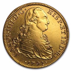 1791-Mo FM Mexico Gold 8 Escudos Carlos IV AU  225 YEARS OLD RARE